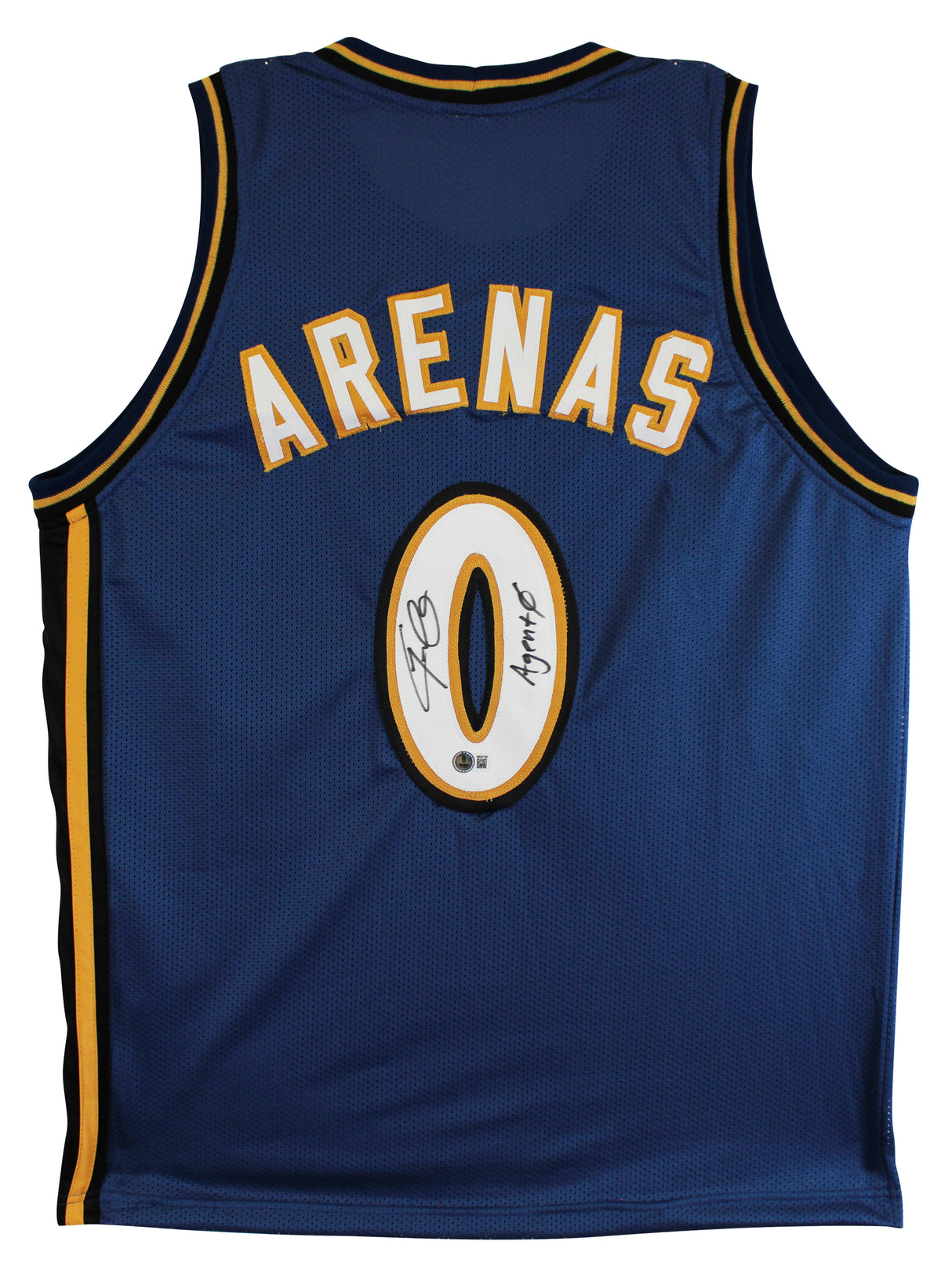 Gilbert Arenas "Agent 0" Authentic Signed Blue Pro Style Jersey BAS Witnessed