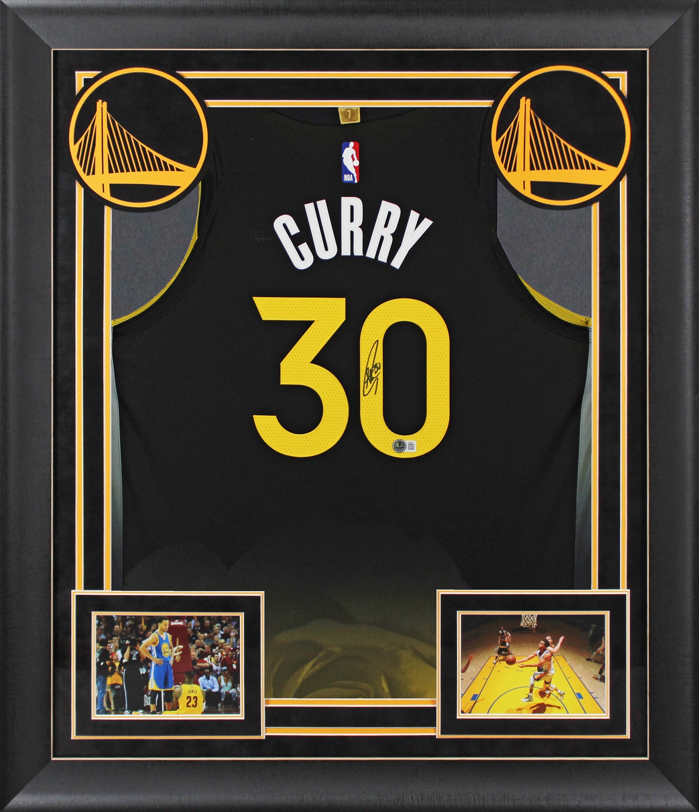 Stephen Curry Signed Black Nike Rose City Edition Authentic Framed Jersey BAS