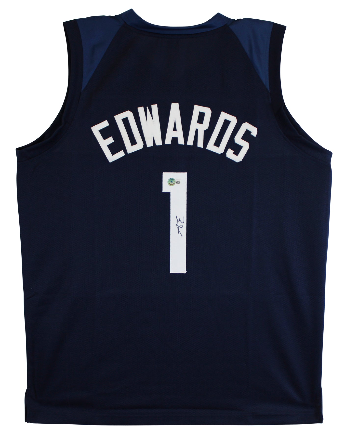 Anthony Edwards Authentic Signed Navy Blue Pro Style Jersey Autographed BAS