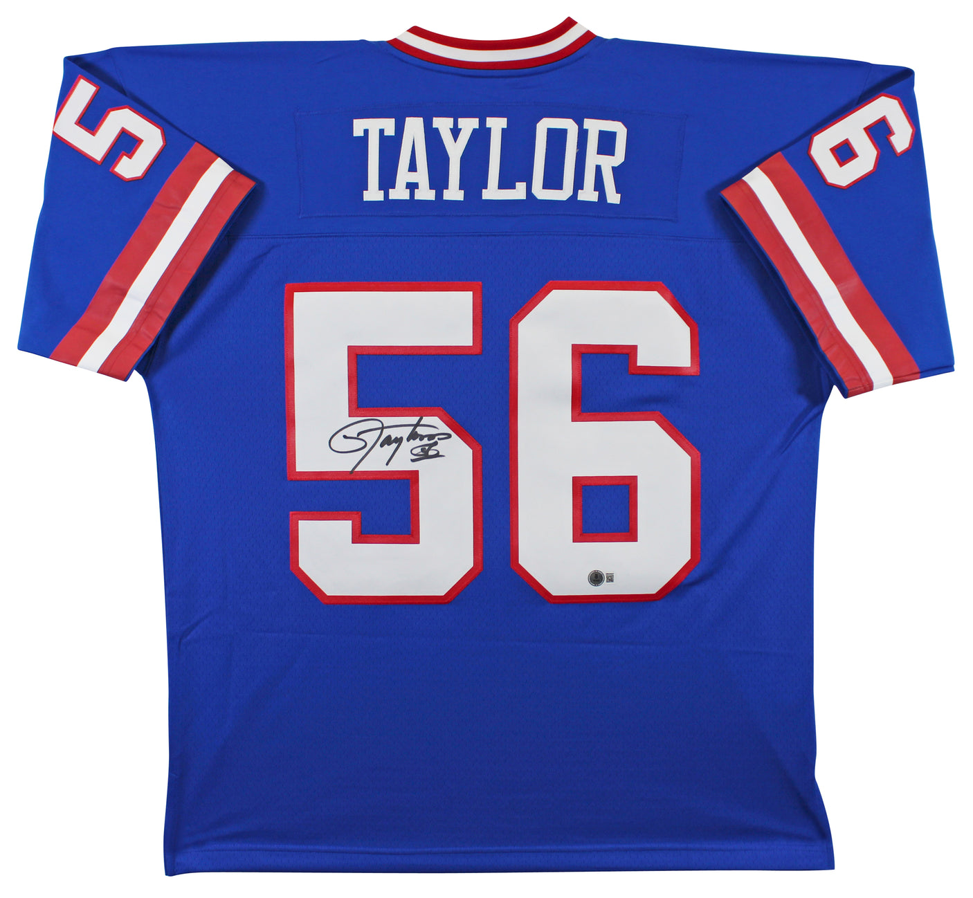 Giants Lawrence Taylor Signed 1986 Blue M&N TB Jersey BAS Witnessed #2W424447