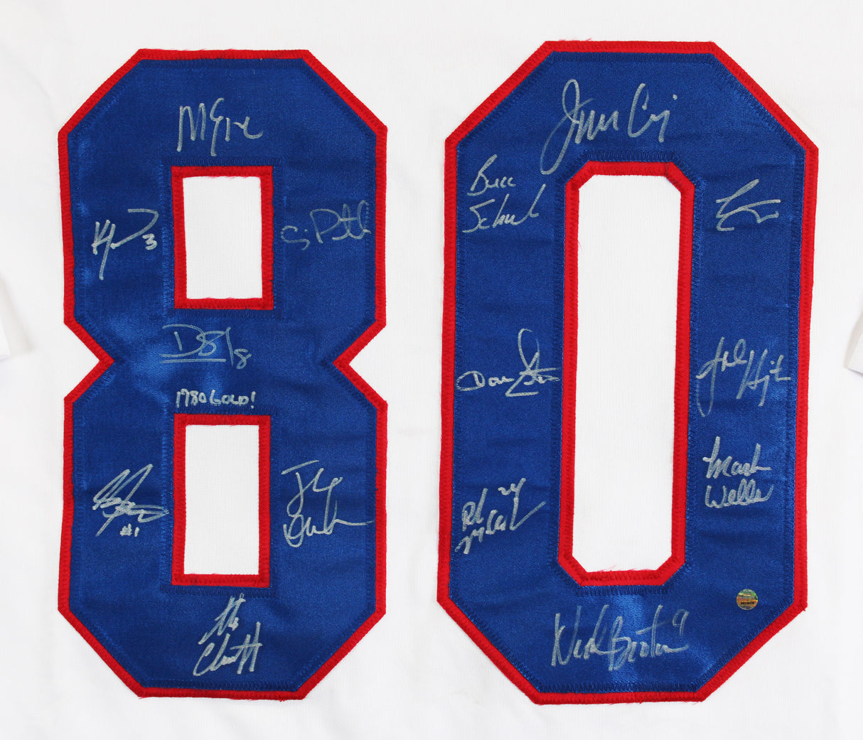 1980 USA Hockey (15) Craig, Eruzione, Broten Signed White Framed Jersey Steiner