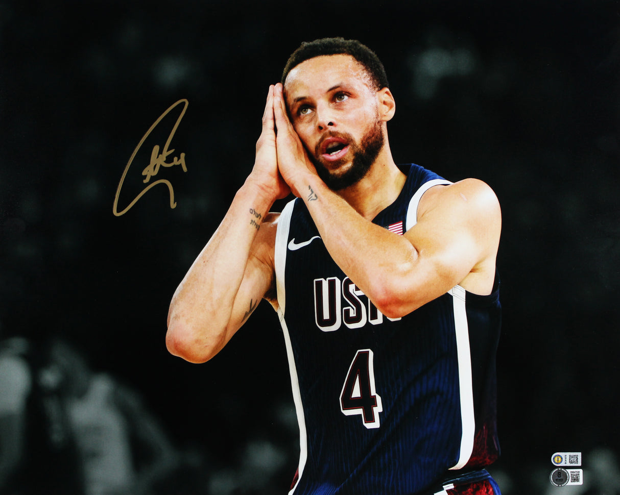 USA Stephen Curry Signed 16x20 Night Night Spotlight Closeup Framed Photo BAS W