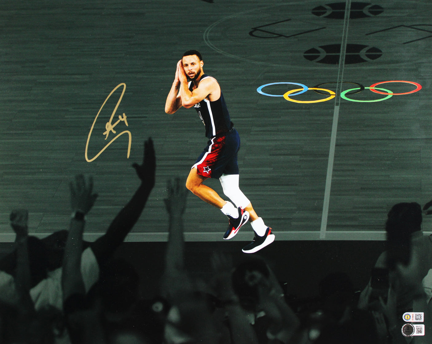 USA Stephen Curry Signed 16x20 Night Night Horizontal Spotlight Photo BAS Wit