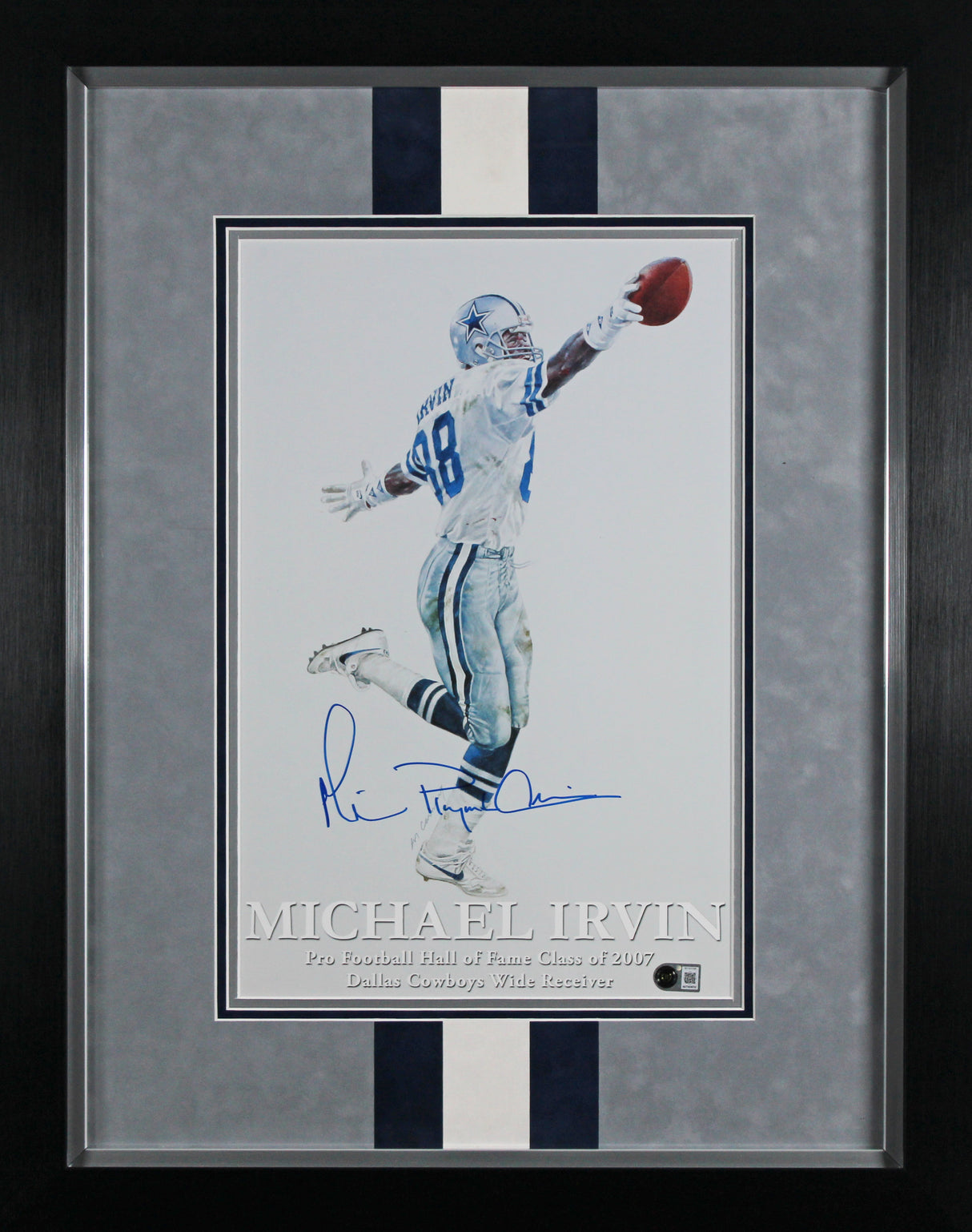 Cowboys Michael Irvin Authentic Signed & Framed 11x17 Lithograph BAS #BY101108
