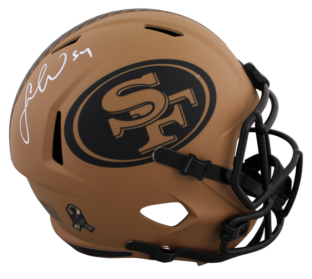 49ers Fred Warner Signed Salute To Service II F/S Speed Rep Helmet w/ Case BAS W