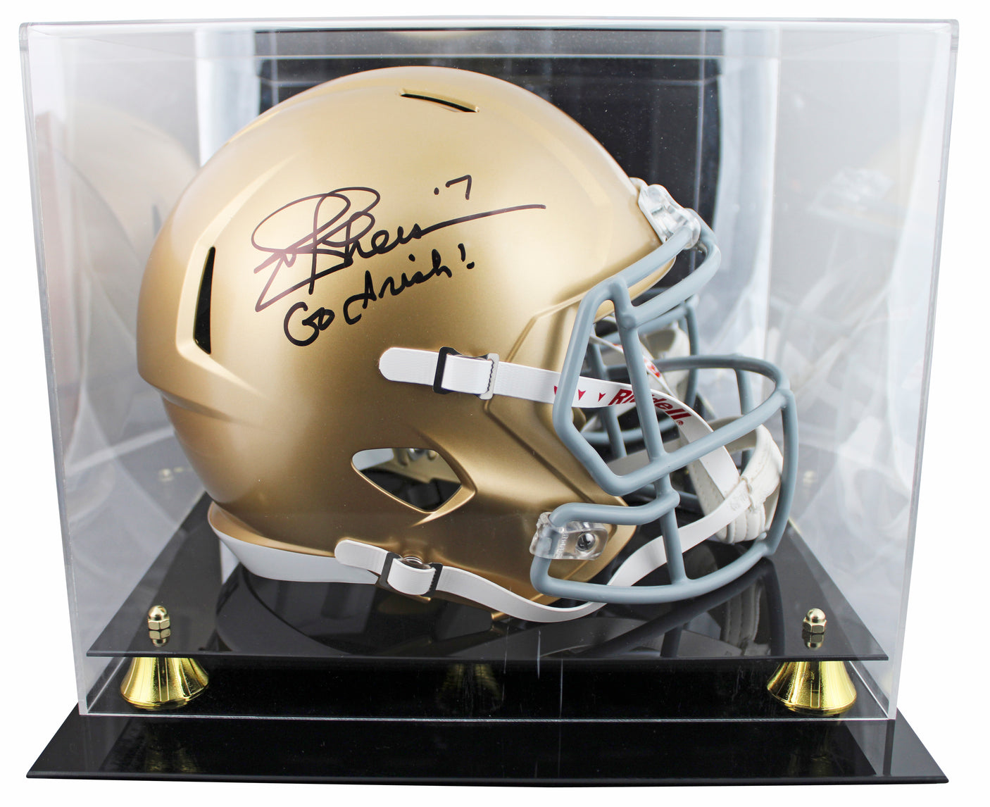 Notre Dame Joe Theismann "Go Irish!" Signed F/S Speed Rep Helmet W/ Case BAS Wit