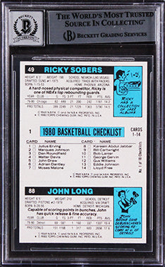 76ers Julius Erving Signed 1980 Topps #23 Card Auto Gem Mint 10! BAS Slabbed