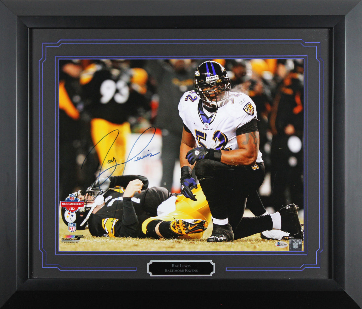 Ravens Ray Lewis Authentic Signed 16x20 Framed Photo Autographed BAS #M22963