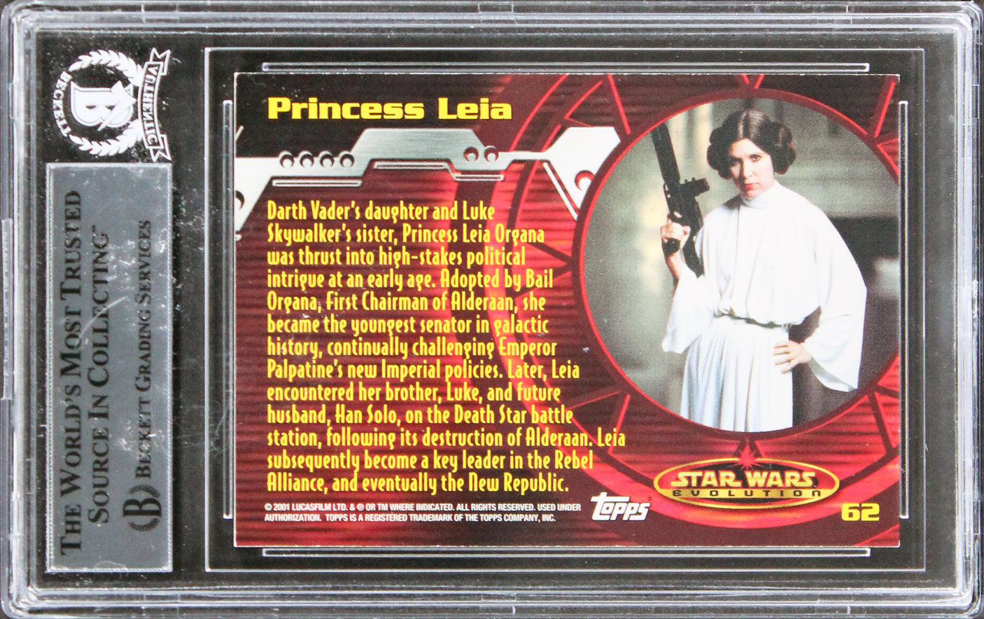 Carrie Fisher Star Wars Signed 2001 Star Wars Evolution #62 Card BAS Slabbed