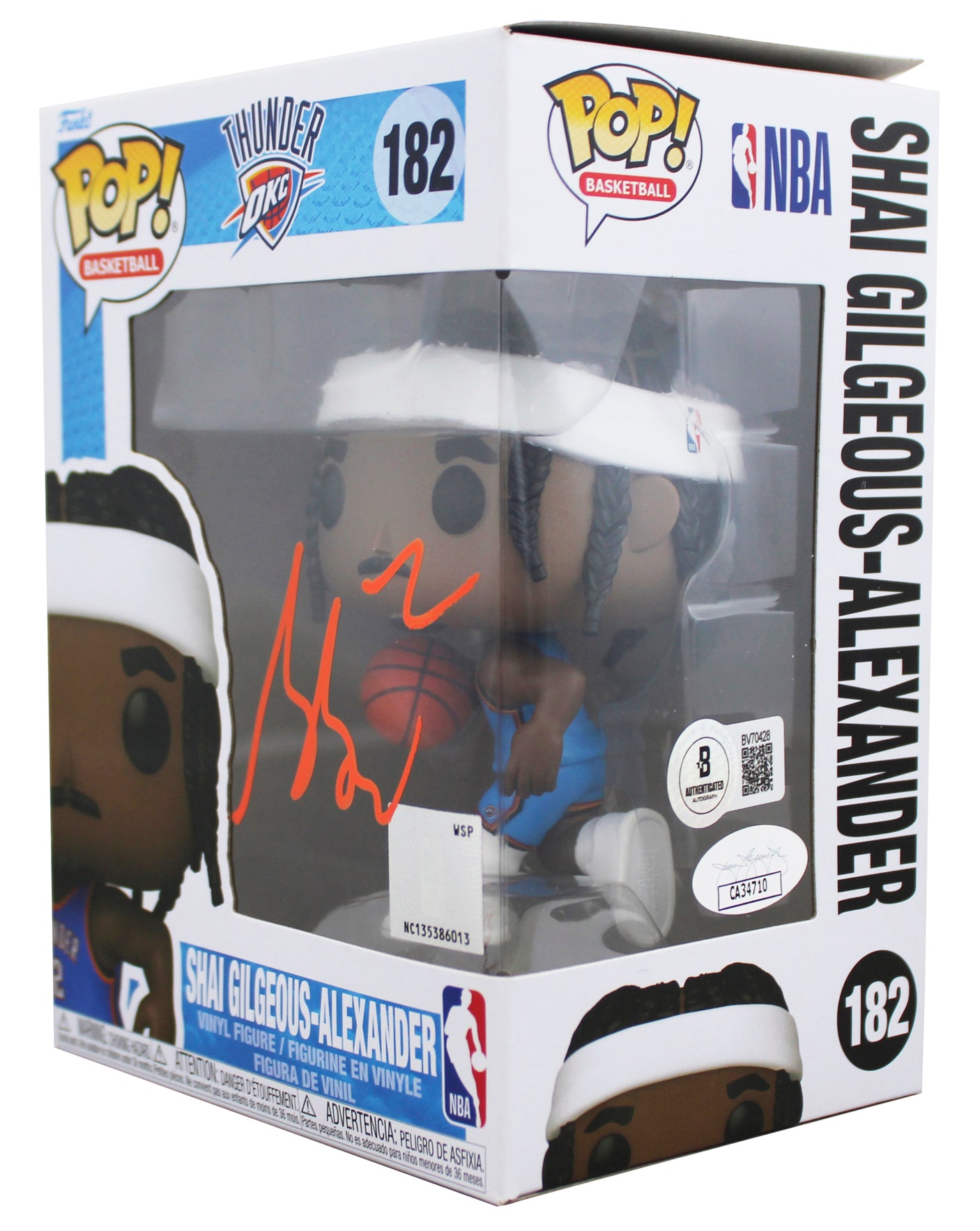 Thunder Shai Gilgeous-Alexander Signed #182 Funko Pop Vinyl Figure BAS #BV70428