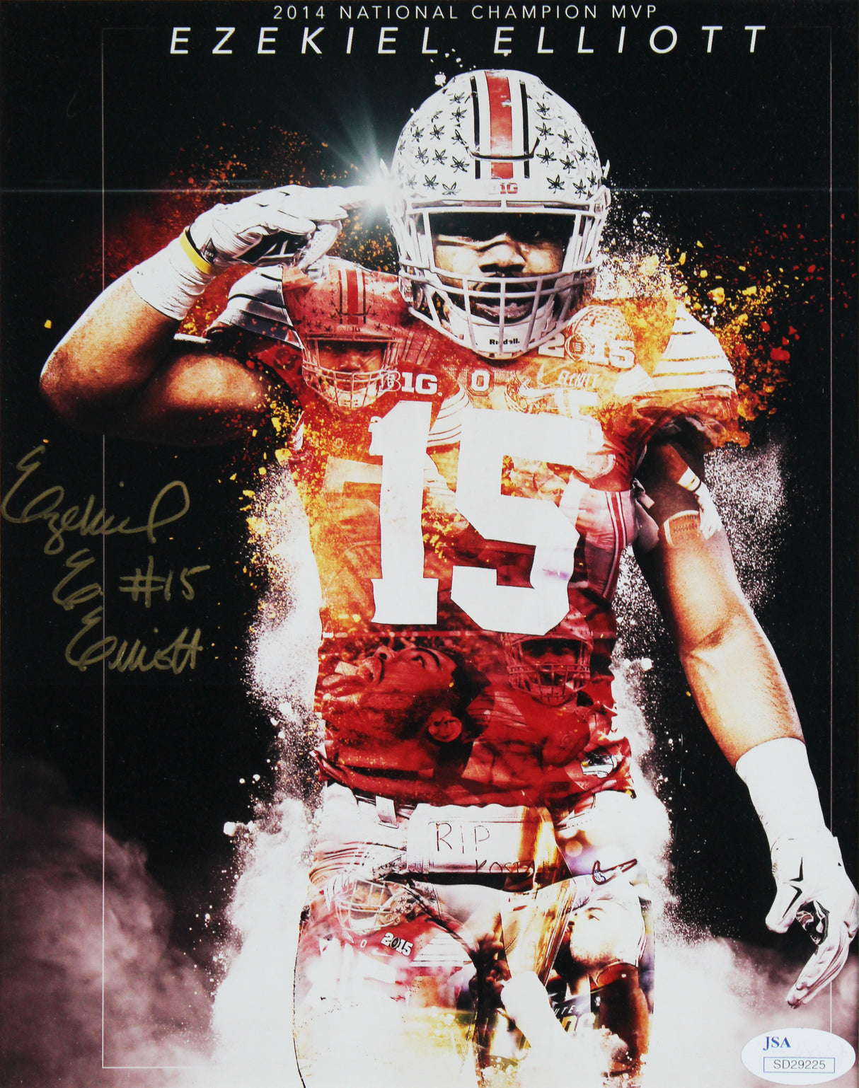Cowboys Ezekiel Elliott Authentic Signed 8x10 Framed Photo JSA SD #SD29225