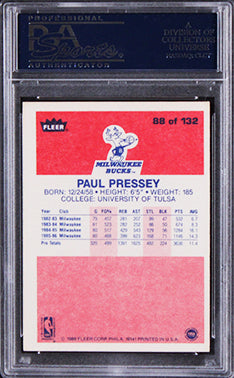 Bucks Paul Pressey Authentic Signed 1986 Fleer #88 Card PSA/DNA Slabbed