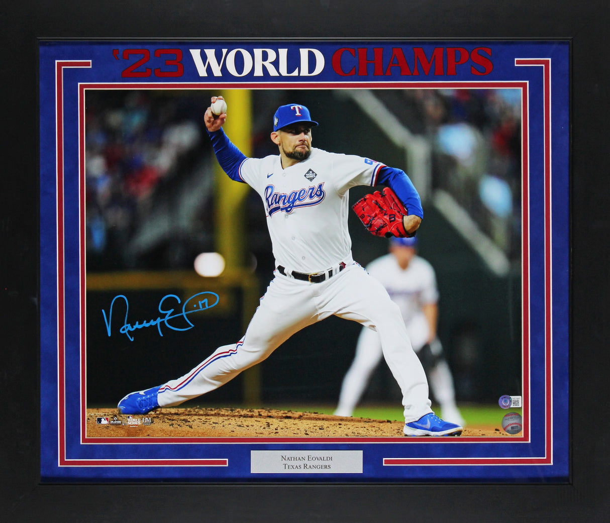 Rangers Nathan Eovaldi Authentic Signed 16x20 Framed Photo BAS #WZ15841