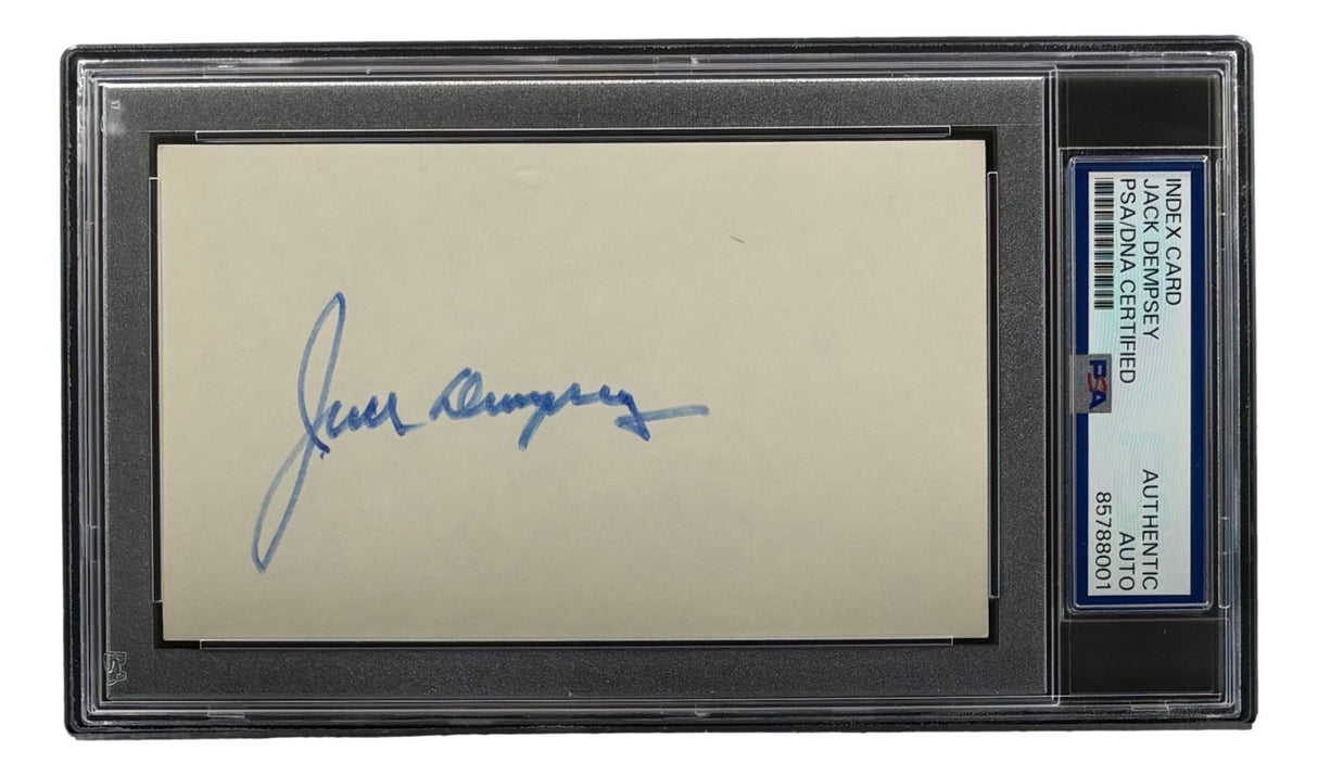 Jack Dempsey Boxing Signed In Blue Index Card PSA/DNA