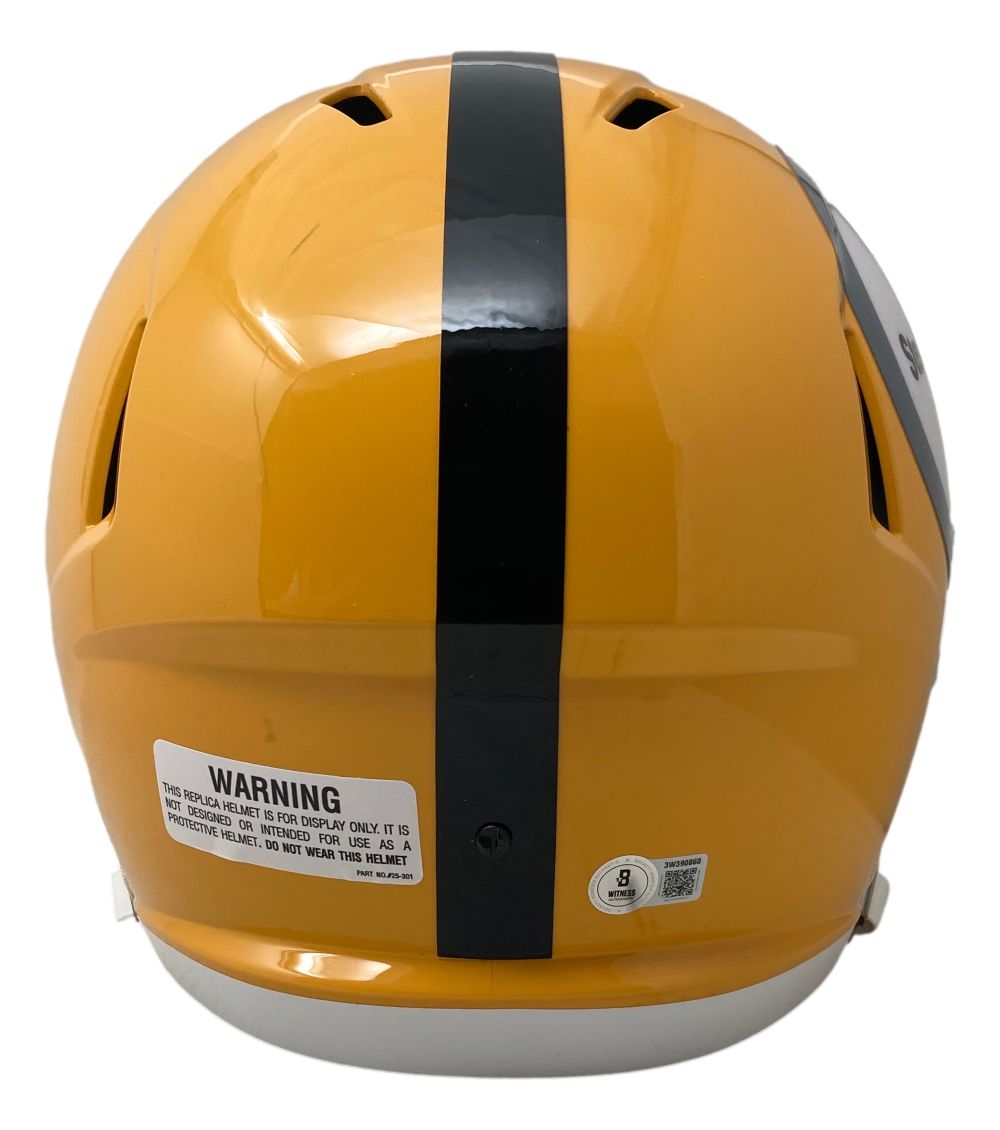 Jack Ham Signed Pittsburgh Steelers FS Gold Speed Replica Helmet HOF 88 BAS