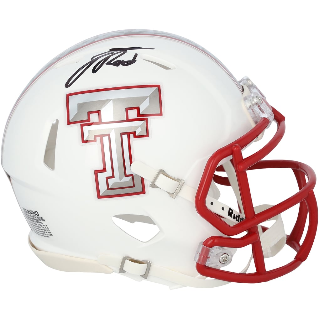 Jacob Rodriguez Autographed Texas Tech Red Raiders White Galvaniced Speed Mini Helmet Fanatics