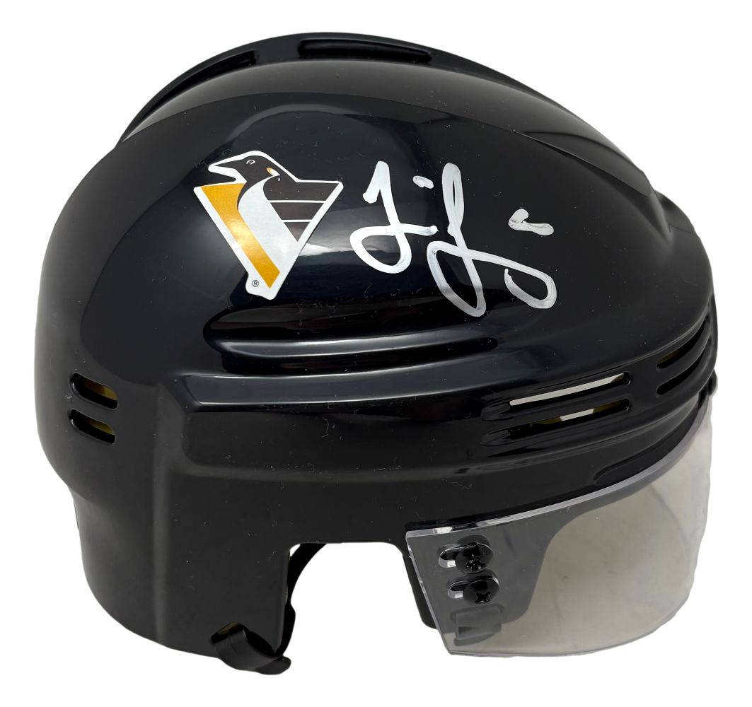 Jaromir Jagr Signed Pittsburgh Penguins Throwback Mini Helmet JSA QR