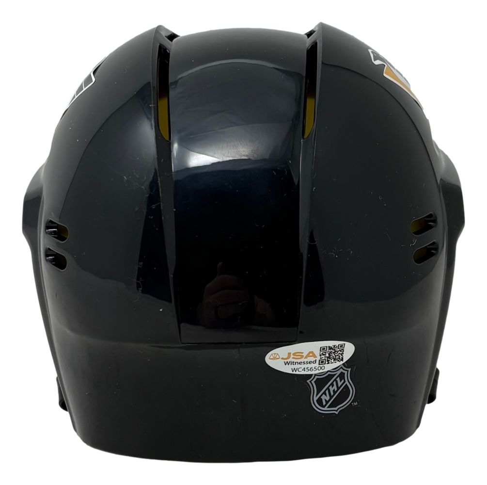 Jaromir Jagr Signed Pittsburgh Penguins Throwback Mini Helmet JSA QR