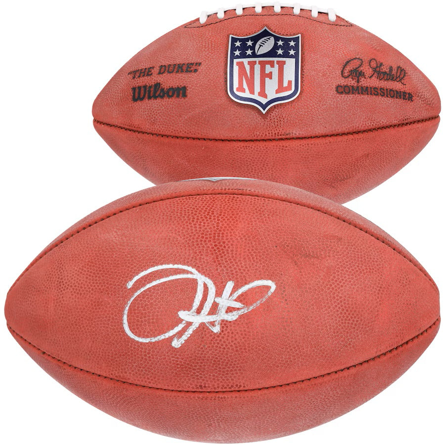 The Jalen Hurts Philadelphia Eagles Signed NFL Wilson Duke Football by Sports Integrity shows the NFL logo and commissioner signature on one side, with Jalen Hurts’s autograph on the other.