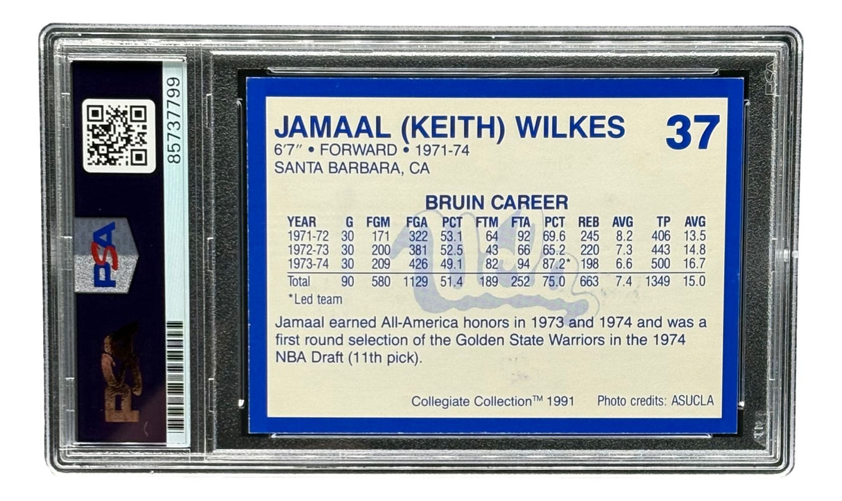 Jamaal Wilkes Signed 1991 Collegiate Collection #37 UCLA Trading Card PSA/DNA
