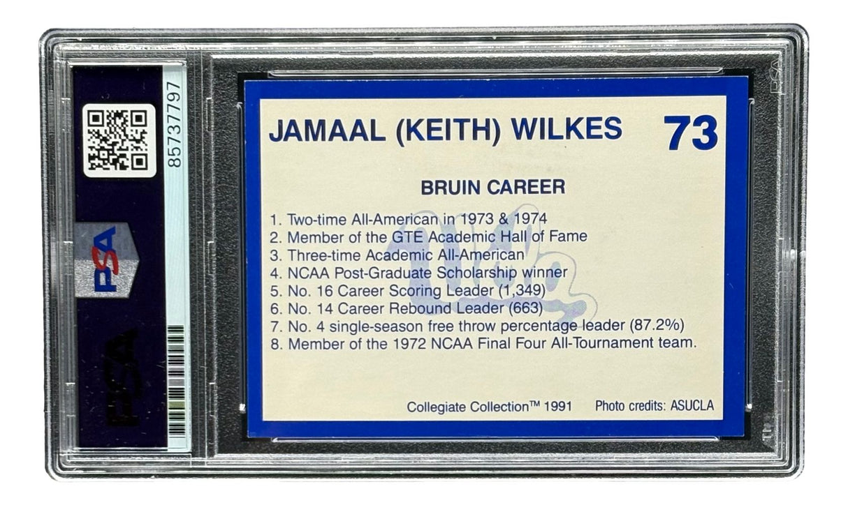 Jamaal Wilkes Signed 1991 Collegiate Collection #73 UCLA Trading Card PSA/DNA