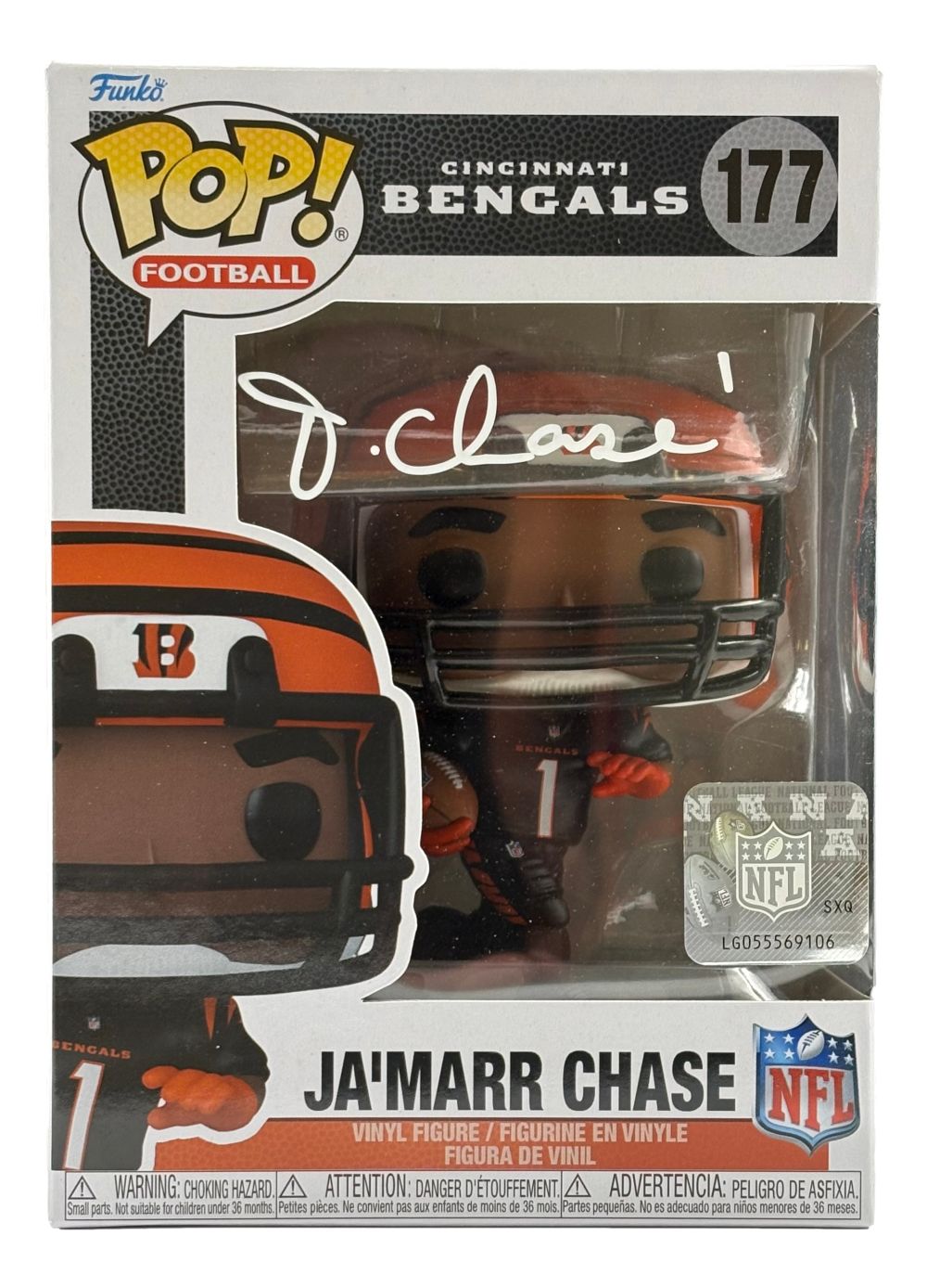 Ja'Marr Chase Signed Cincinnati Bengals Funko Pop #177 BAS