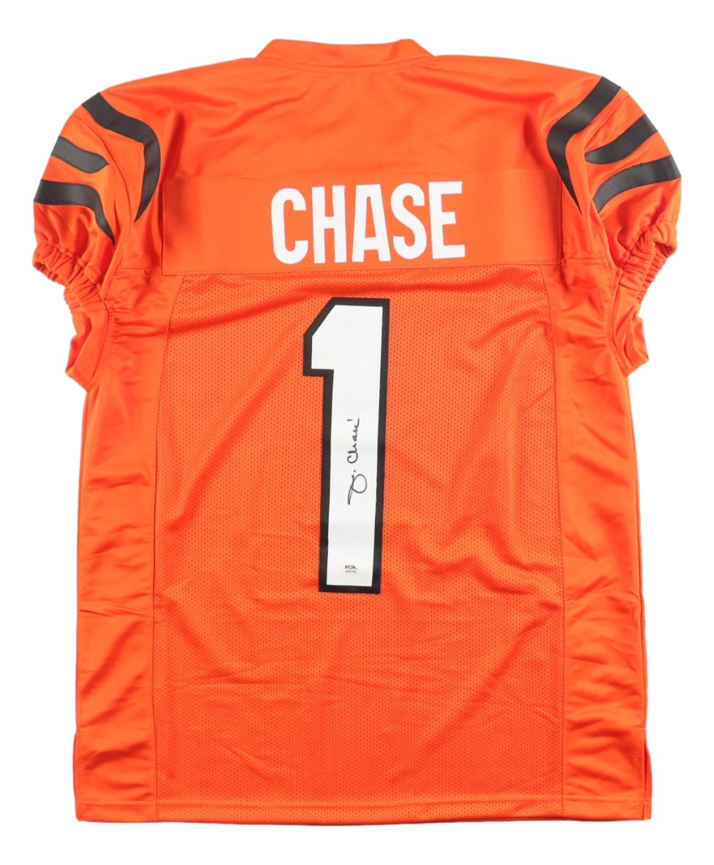 Ja'Marr Chase Cincinnati Signed Orange Pro-Cut Football Jersey PSA/DNA Hologram