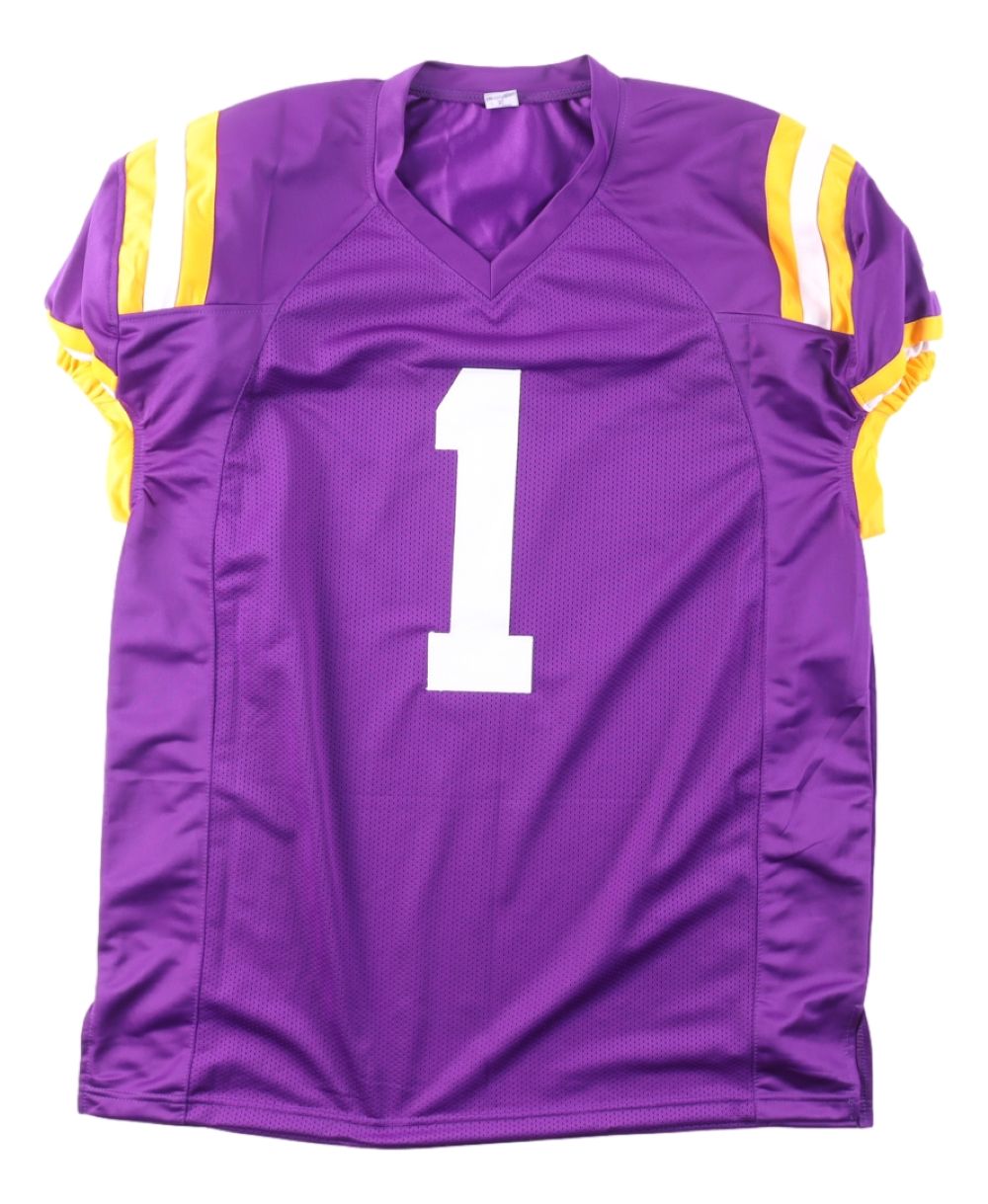 Ja'Marr Chase LSU Signed Purple Pro-Cut Football Jersey BAS