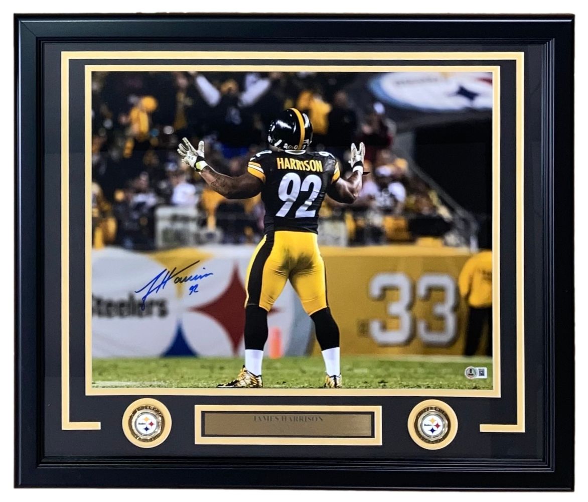 James Harrison Signed Framed 16x20 Pittsburgh Steelers Photo BAS ITP