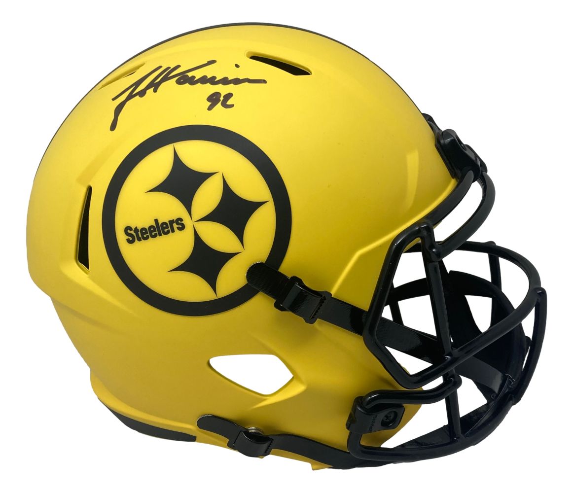 James Harrison Signed Pittsburgh Steelers FS Rave Speed Replica Helmet BAS ITP