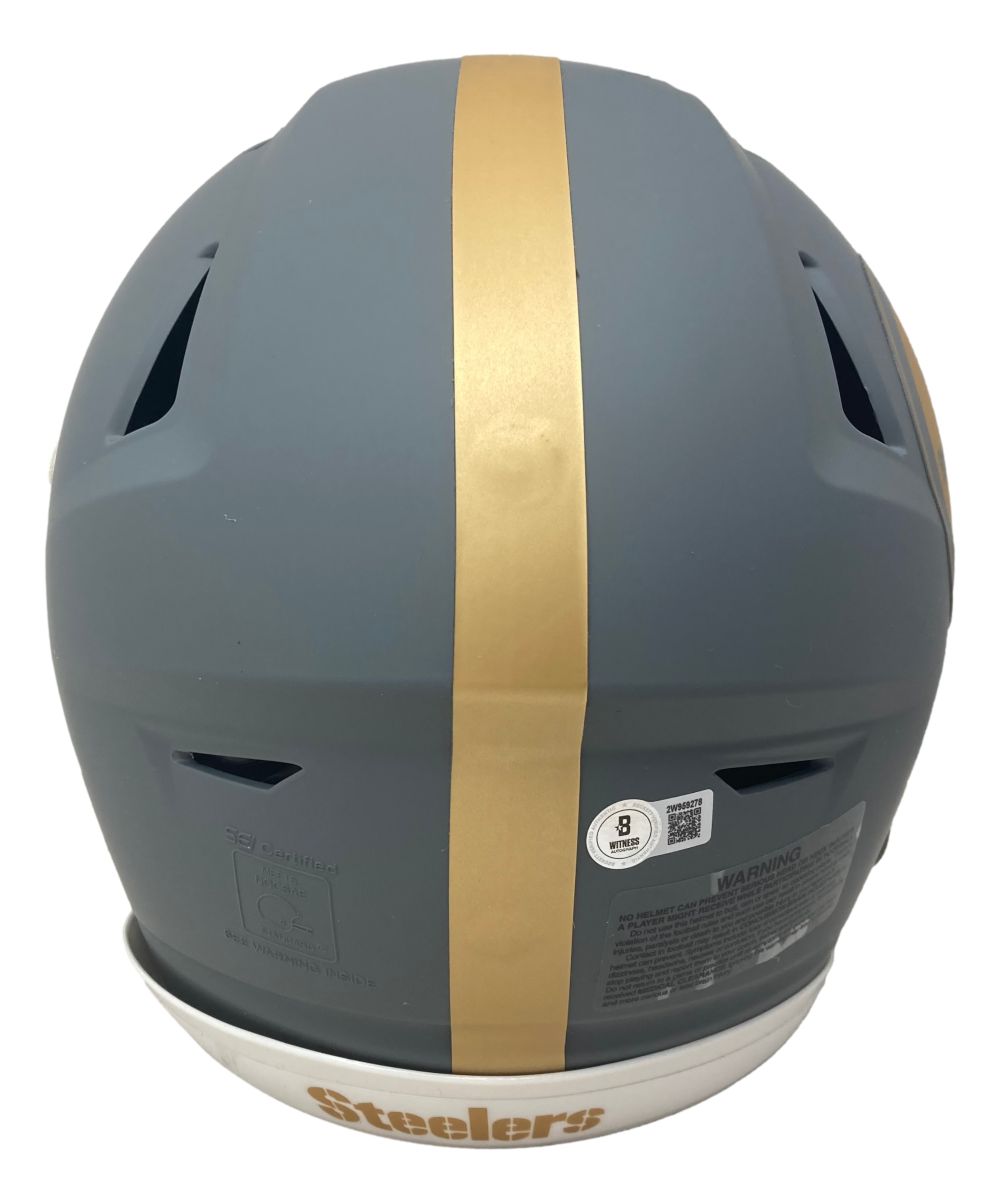 James Harrison Signed Steelers Full Size Slate Authentic Speed Flex Helmet BAS