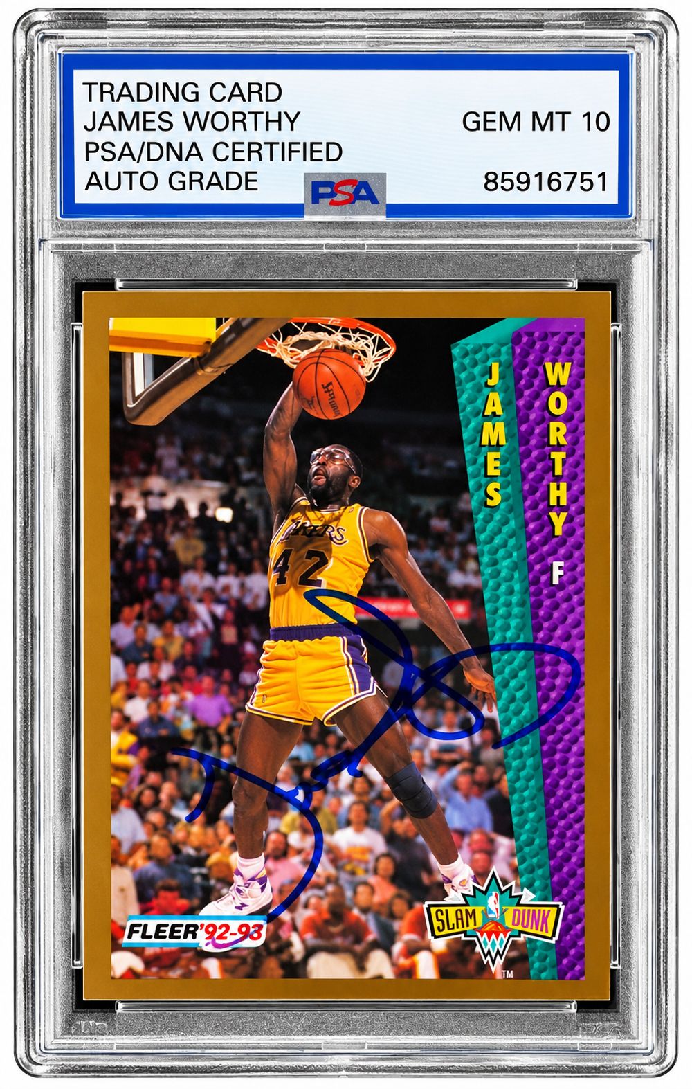 James Worthy Signed 1992 Fleer #274 Trading Card PSA/DNA Auto Gem MT 10