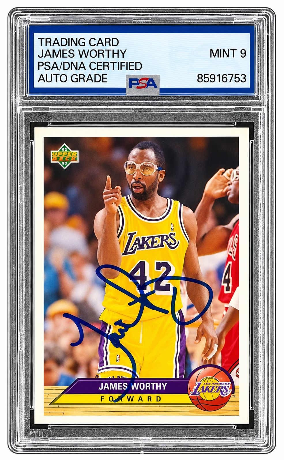 James Worthy Signed 1993 Upper Deck #LA10 Trading Card PSA Auto 9
