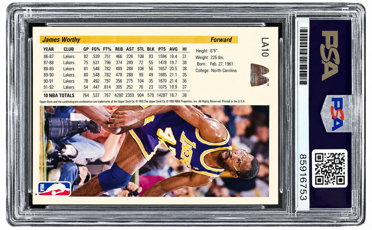 James Worthy Signed 1993 Upper Deck #LA10 Trading Card PSA Auto 9