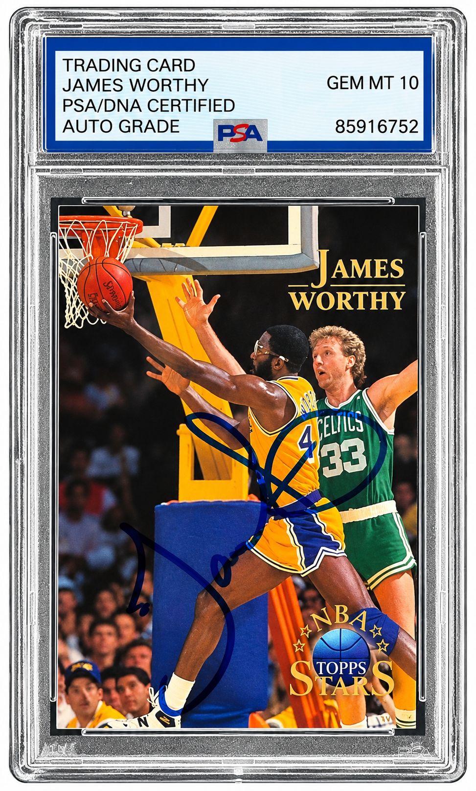 James Worthy Signed 1996 Topps #50 Trading Card PSA/DNA Auto Gem MT 10