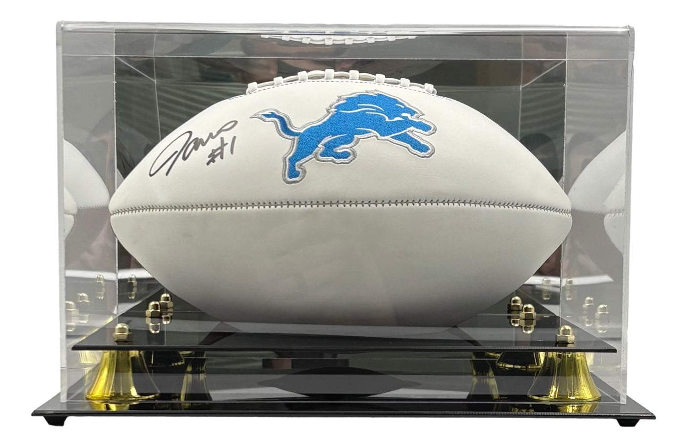 Jameson Williams Signed Detroit Lions Logo Football BAS ITP w/ Case