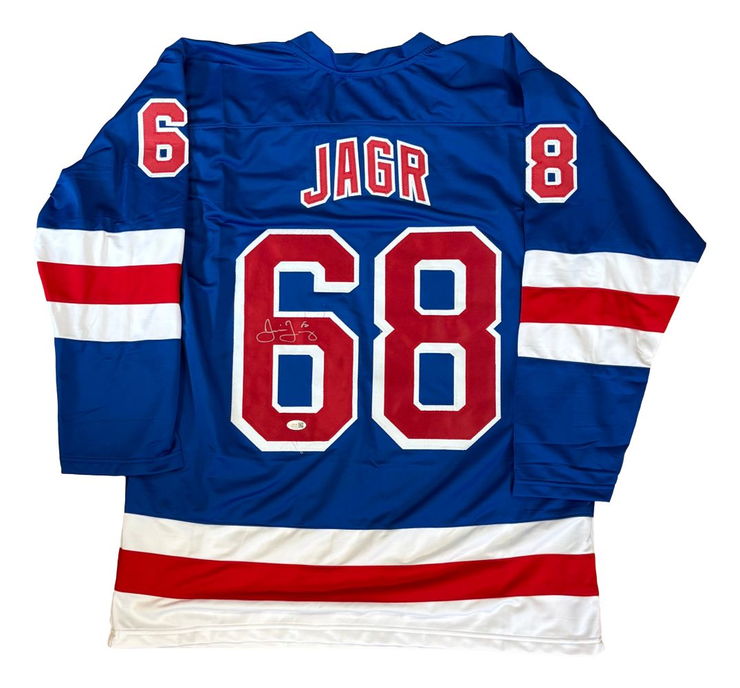 Jaromir Jagr New York Signed Blue Hockey Jersey JSA QR