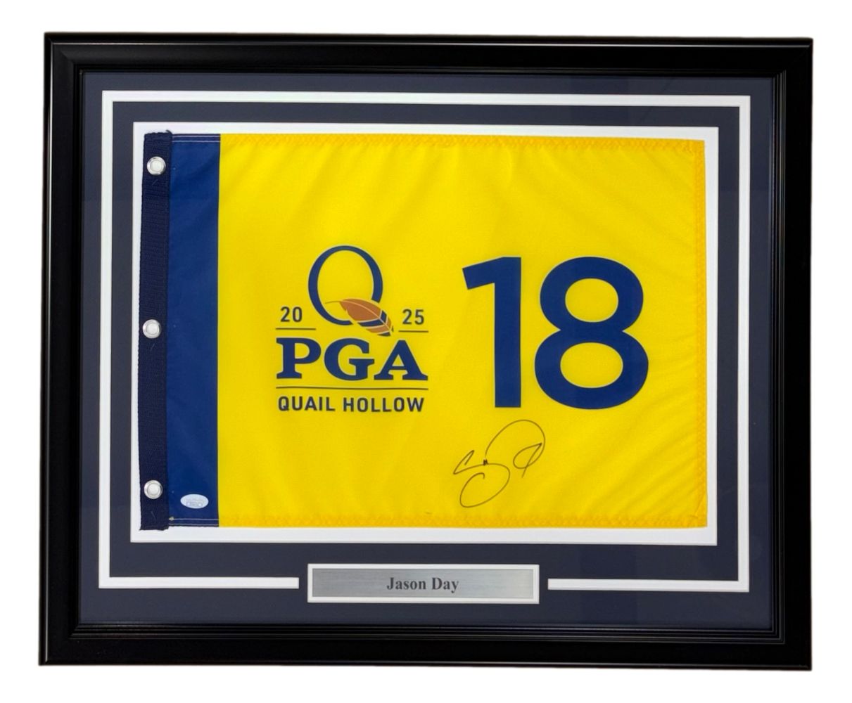Jason Day Signed Framed 2025 PGA Championship Golf Flag JSA