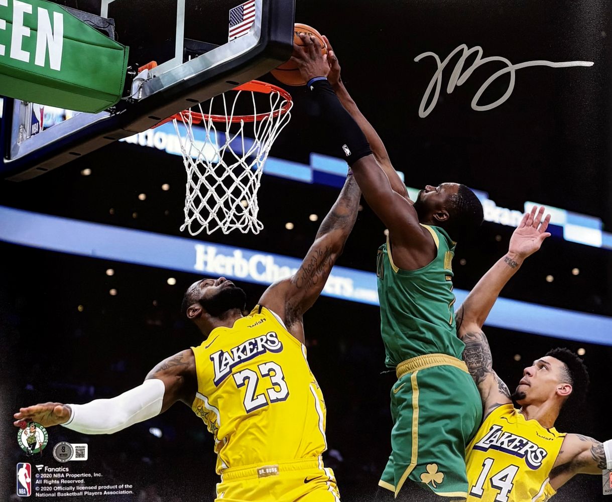 Jaylen Brown Signed 16x20 Boston Celtics Dunk On Lebron James Photo BAS