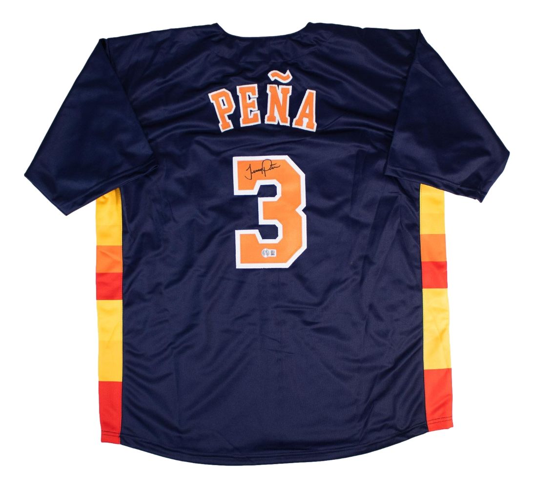 Jeremy Pena Houston Signed Navy Baseball Jersey BAS