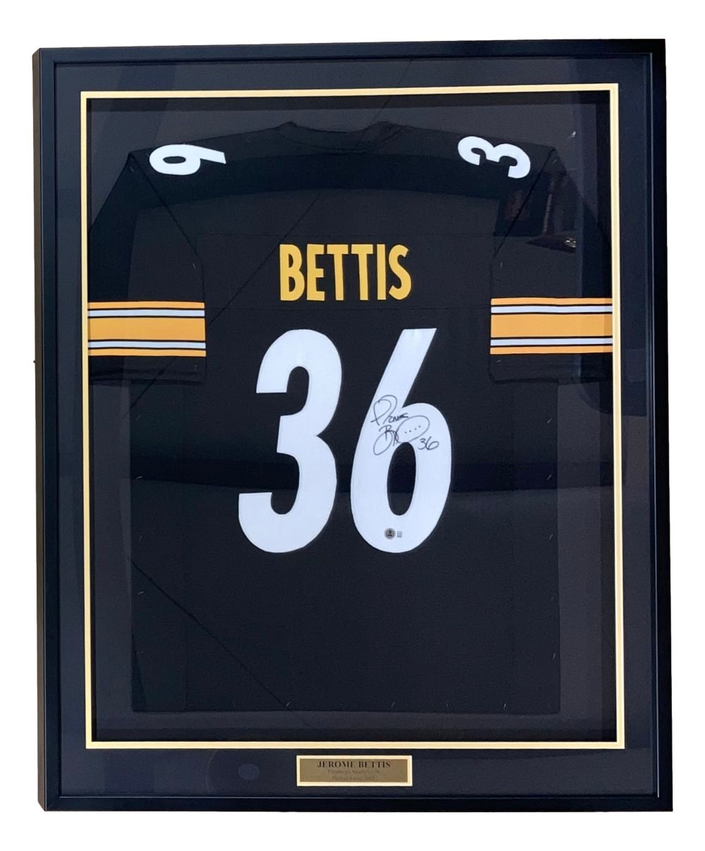 Jerome Bettis Pittsburgh Signed Framed Black Football Jersey BAS