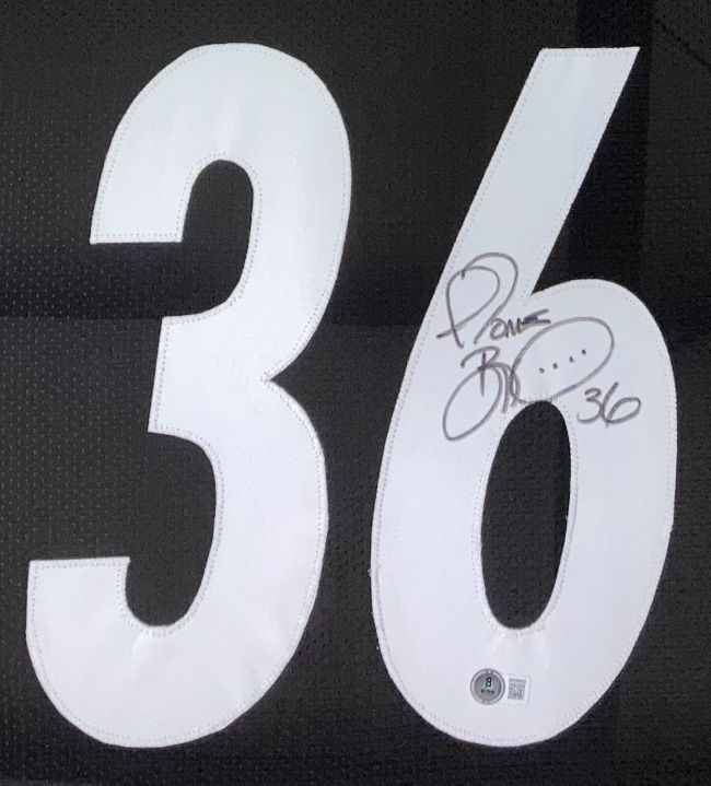 Jerome Bettis Pittsburgh Signed Framed Black Football Jersey BAS