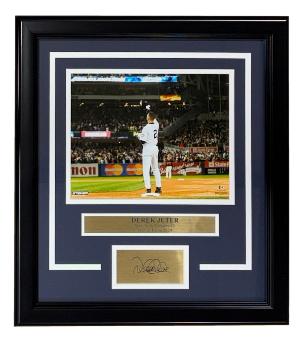 Derek Jeter Framed 8x10 NY Yankees Hat Tip Photo w/ Laser Engraved Signature