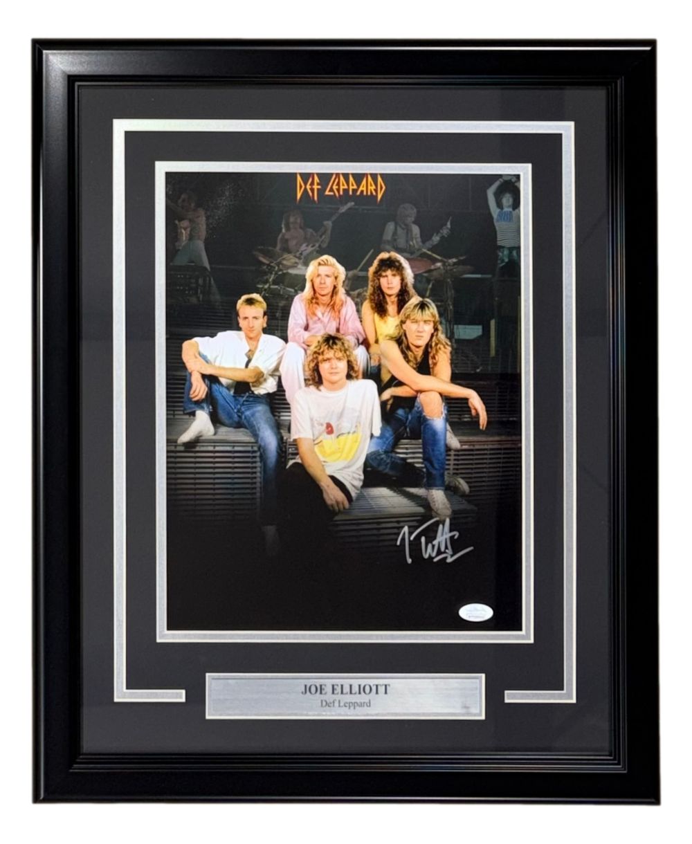 Joe Elliott Signed Framed 11x14 Def Leppard Band Collage Photo 2 JSA ITP