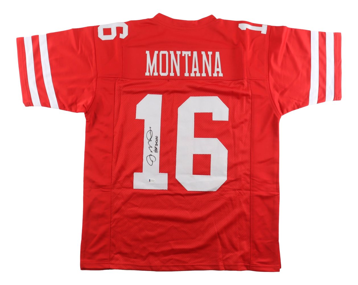 Joe Montana San Francisco Signed Red Football Jersey HOF 2000 JSA