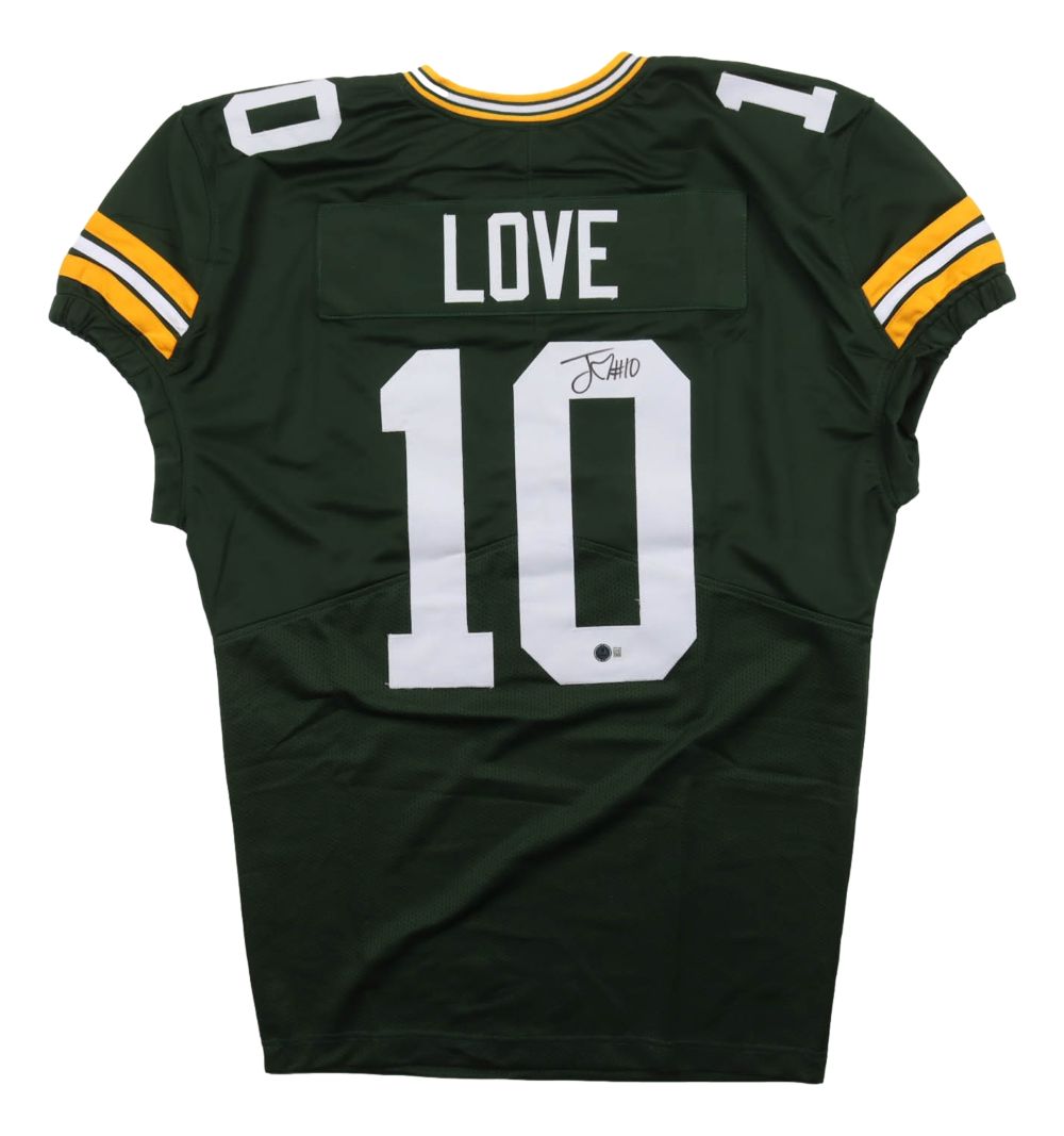 Jordan Love Green Bay Signed Green Pro-Cut Football Jersey BAS ITP