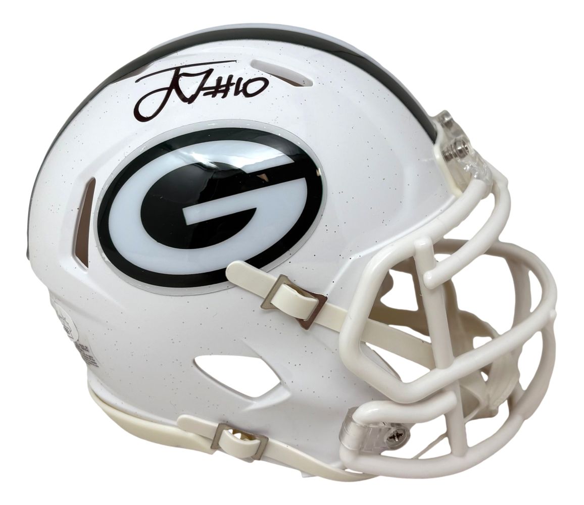Jordan Love Signed In Black Green Bay Packers White Mini Speed Helmet JSA