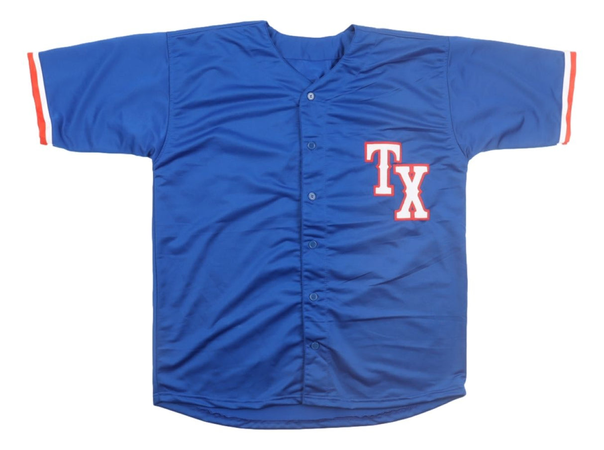 Josh Jung Texas Signed Blue Baseball Jersey BAS