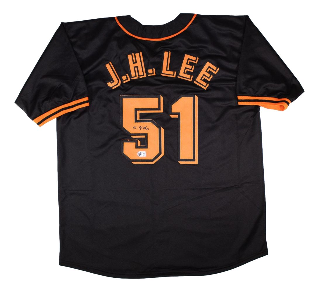 Jung-Hoo Lee San Francisco Signed in Korean Black Baseball Jersey BAS