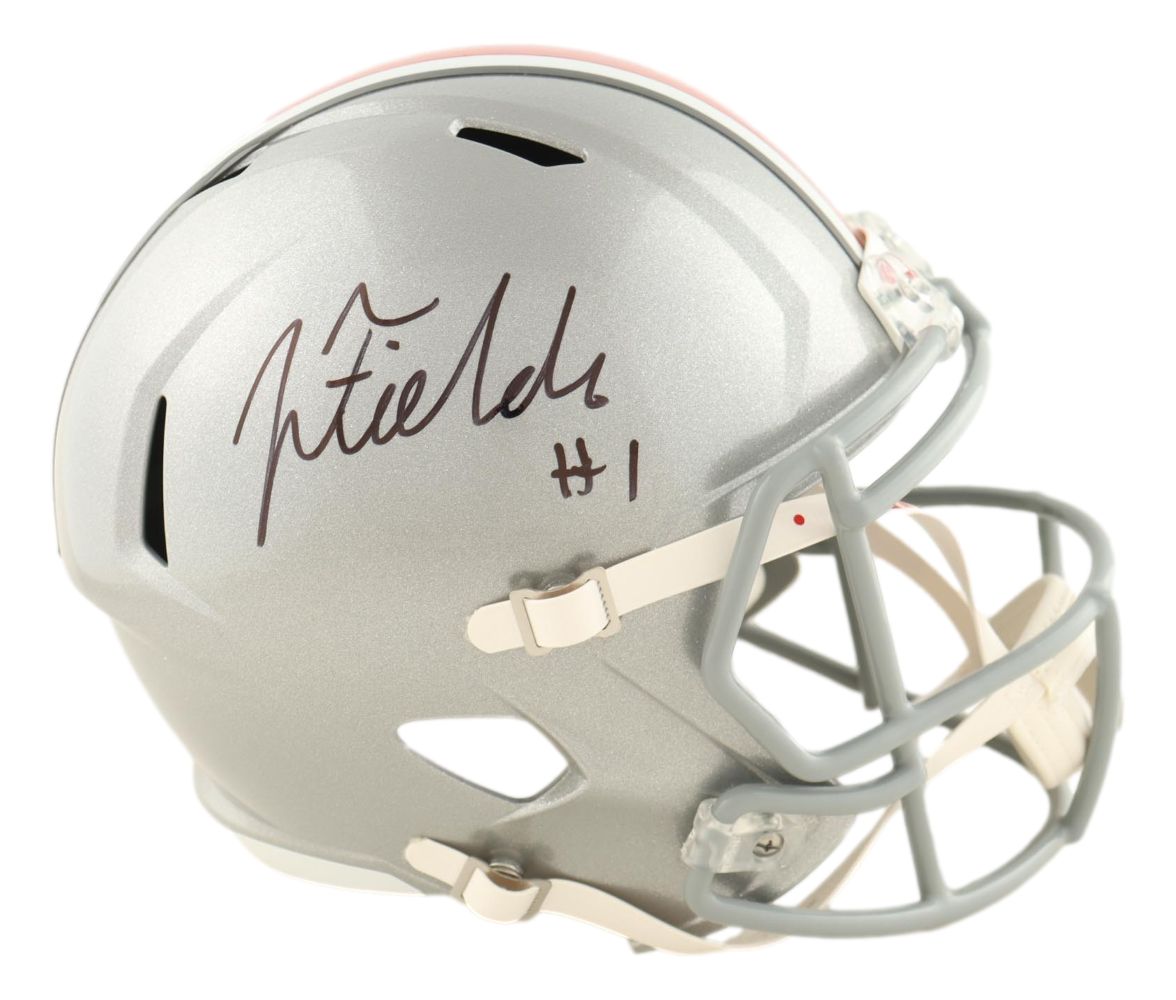 Justin Fields Signed Ohio State Buckeyes Full Size Replica Speed Helmet BAS